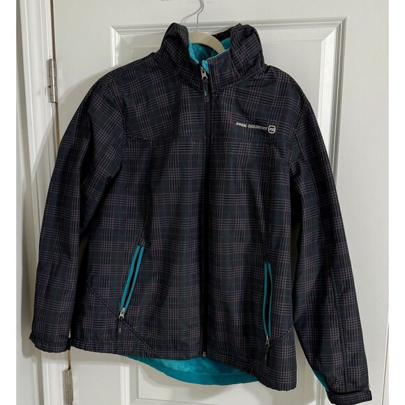 Free Country Women’s Rain Jacket | Teal And Gray Plaid | Women’s Size XL | - Picture 2 of 10